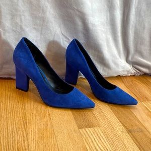 Nine West, blue suede heels, size 7.5